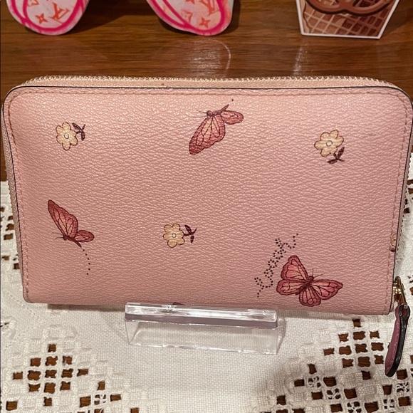 Coach Pink Butterfly Motif Wallet - Picture 2 of 6